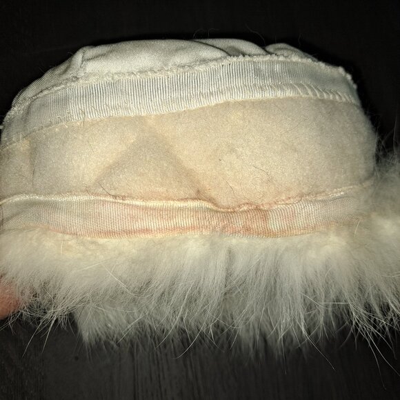 Cream Fox Trimmed Hat with White Leather Crown and Jewels main image 8